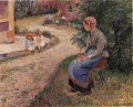 a im Garten bei eragny 1884 Camille Pissarro sitzt Diener